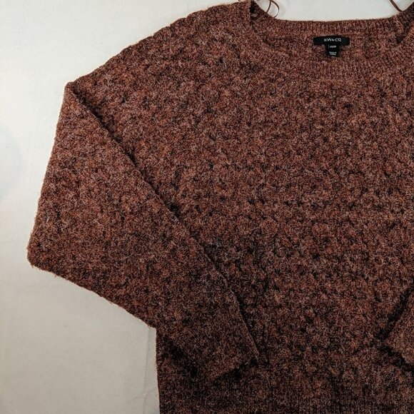 RW & Co. XS Women's Lightweight Open-Knit Sweater Wool Blend Red Heather Long - Picture 3 of 13